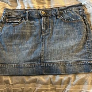 Distressed denim skirt